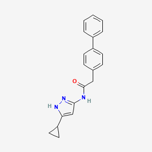 N-(5-cyclopropyl-1H-pyrazol-3-yl)-2-(4-phenylphenyl)acetamide