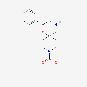molecular formula C19H28N2O3 B8664953 Tert-butyl 8-phenyl-7-oxa-3,10-diazaspiro[5.5]undecane-3-carboxylate 