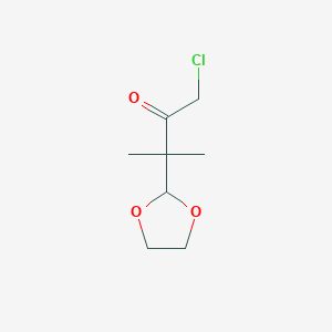 molecular formula C8H13ClO3 B8664979 1-Chloro-3-(1,3-dioxolan-2-yl)-3-methylbutan-2-one CAS No. 89517-73-7