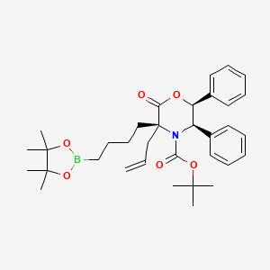 molecular formula C34H46BNO6 B8665010 (3R,5R,6S)-tert-butyl 3-allyl-2-oxo-5,6-diphenyl-3-(4-(4,4,5,5-tetramethyl-1,3,2-dioxaborolan-2-yl)butyl)morpholine-4-carboxylate 