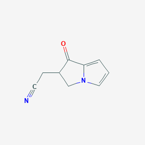 molecular formula C9H8N2O B8665014 (1-Oxo-2,3-dihydro-1H-pyrrolizin-2-yl)acetonitrile CAS No. 189262-81-5