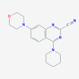 molecular formula C18H21N5O B8665284 7-Morpholin-4-yl-4-piperidin-1-ylquinazoline-2-carbonitrile 