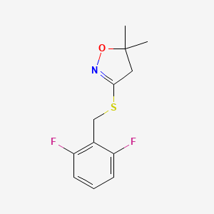 molecular formula C12H13F2NOS B8665389 Isoxazole, 3-[[(2,6-difluorophenyl)methyl]thio]-4,5-dihydro-5,5-dimethyl- CAS No. 326829-04-3