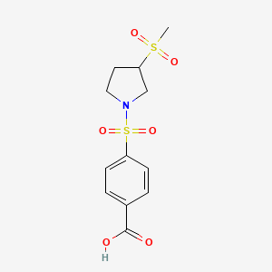 molecular formula C12H15NO6S2 B8665460 4-[3-(Methanesulfonyl)pyrrolidine-1-sulfonyl]benzoic acid CAS No. 919113-91-0