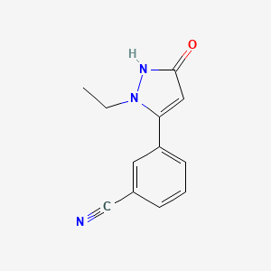 molecular formula C12H11N3O B8665841 3-(2-ethyl-5-oxo-2,5-dihydro-1H-pyrazol-3-yl)benzonitrile 