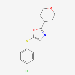 molecular formula C14H14ClNO2S B8665888 5-[(4-chlorophenyl)sulfanyl]-2-(tetrahydro-2H-pyran-4-yl)-1,3-oxazole 