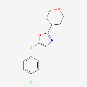 molecular formula C14H14ClNO2S B8665888 5-(4-chlorophenyl)sulfanyl-2-(oxan-4-yl)-1,3-oxazole 