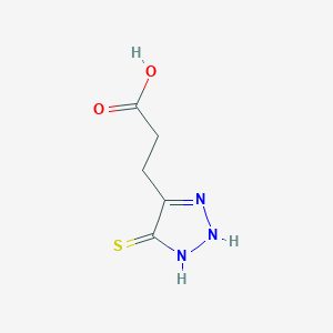 molecular formula C5H7N3O2S B8665918 3-(5-Sulfanylidene-2,5-dihydro-1H-1,2,3-triazol-4-yl)propanoic acid CAS No. 61336-33-2