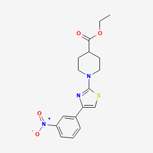 molecular formula C17H19N3O4S B8665943 Ethyl 1-[4-(3-nitrophenyl)-1,3-thiazol-2-yl]piperidine-4-carboxylate 