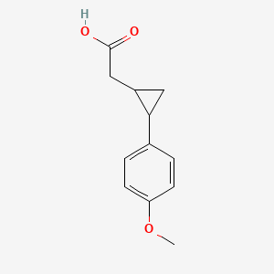 molecular formula C12H14O3 B8666050 2-[2-(4-Methoxyphenyl)cyclopropyl]acetic acid 