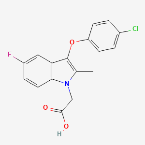 molecular formula C17H13ClFNO3 B8666253 3-(4-Chlorophenoxy)-5-fluoro-2-methyl-1H-indole-1-acetic acid CAS No. 847233-74-3