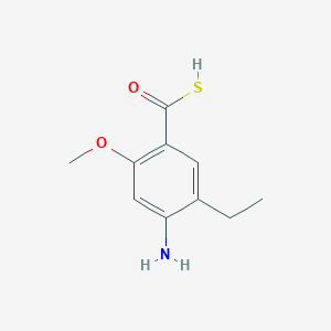 molecular formula C10H13NO2S B8666470 2-Methoxy-4-amino-5-ethylthio benzoic acid 