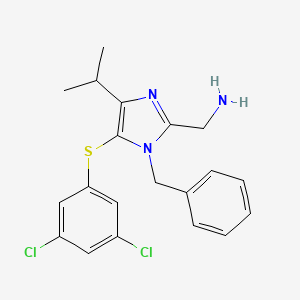 molecular formula C20H21Cl2N3S B8666592 2-Aminomethyl-1-benzyl-5-(3,5-dichlorophenylthio)-4-isopropylimidazole CAS No. 178979-61-8