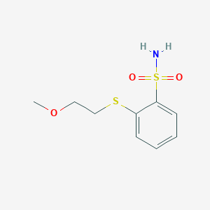 molecular formula C9H13NO3S2 B8666627 2-[(2-Methoxyethyl)sulfanyl]benzene-1-sulfonamide CAS No. 87028-94-2