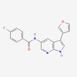 molecular formula C18H12FN3O2 B8667247 4-Fluoro-N-(3-(furan-3-yl)-1H-pyrrolo[2,3-b]pyridin-5-yl)benzamide CAS No. 923583-09-9