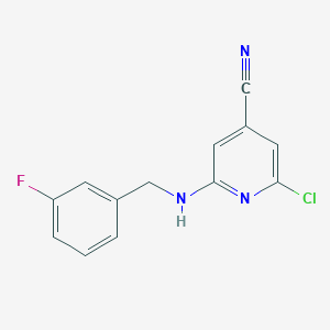 molecular formula C13H9ClFN3 B8667399 2-Chloro-6-(3-fluorobenzylamino)isonicotinonitrile 