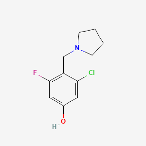 molecular formula C11H13ClFNO B8667472 Phenol, 3-chloro-5-fluoro-4-(1-pyrrolidinylmethyl)- 