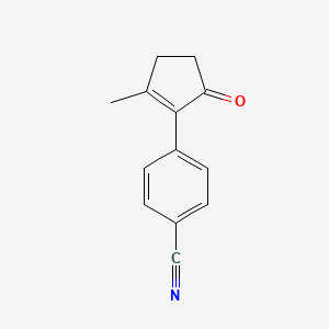 molecular formula C13H11NO B8667729 4-(2-Methyl-5-oxo-1-cyclopenten-1-yl)benzonitrile 