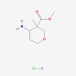 molecular formula C8H16ClNO3 B8667769 Methyl 4-amino-3-methyloxane-3-carboxylate hydrochloride 