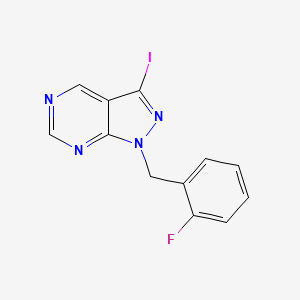 molecular formula C12H8FIN4 B8667874 1-(2-Fluorobenzyl)-3-iodo-1H-pyrazolo[3,4-d]pyrimidine 