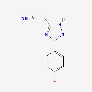 molecular formula C10H7FN4 B8667935 2-(3-(4-Fluorophenyl)-1H-1,2,4-triazol-5-yl)acetonitrile 