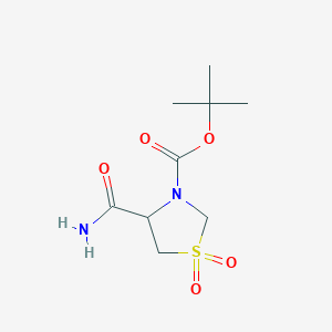 molecular formula C9H16N2O5S B8668374 tert-Butyl 4-carbamoyl-1,1-dioxo-1,3-thiazolidine-3-carboxylate 