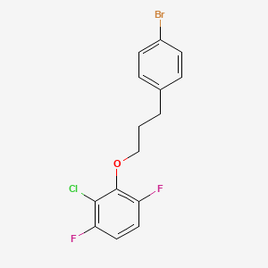 molecular formula C15H12BrClF2O B8668750 2-(3-(4-Bromophenyl)propoxy)-3-chloro-1,4-difluorobenzene 