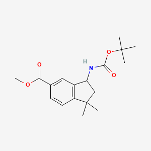 molecular formula C18H25NO4 B8668824 methyl 3-(tert-butoxycarbonylamino)-1,1-dimethyl-2,3-dihydro-1H-indene-5-carboxylate 
