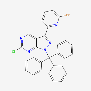 molecular formula C29H19BrClN5 B8668903 3-(6-bromo-pyridin-2-yl)-6-chloro-1-trityl-1H-pyrazolo[3,4-d]pyrimidine 