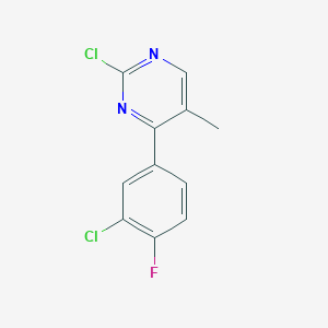 molecular formula C11H7Cl2FN2 B8668906 2-Chloro-4-(3-chloro-4-fluorophenyl)-5-methylpyrimidine 