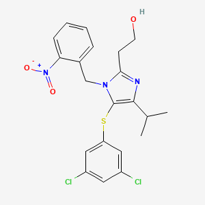 molecular formula C21H21Cl2N3O3S B8668978 1H-Imidazole-2-ethanol, 5-((3,5-dichlorophenyl)thio)-4-(1-methylethyl)-1-((2-nitrophenyl)methyl)- CAS No. 178980-67-1
