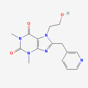 molecular formula C15H17N5O3 B8668993 Theophylline, 7-(2-hydroxyethyl)-8-(3-pyridylmethyl)- CAS No. 28345-96-2