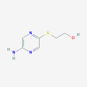 molecular formula C6H9N3OS B8669215 2-(5-Aminopyrazin-2-ylthio)ethanol 