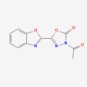 molecular formula C11H7N3O4 B8669324 3-Acetyl-5-(1,3-benzoxazol-2-yl)-1,3,4-oxadiazol-2(3H)-one CAS No. 78620-22-1