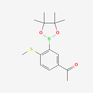 molecular formula C15H21BO3S B8669718 1-(4-(Methylthio)-3-(4,4,5,5-tetramethyl-1,3,2-dioxaborolan-2-yl)phenyl)ethanone 