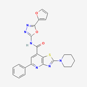 molecular formula C24H20N6O3S B8669747 N-[5-(2-Furyl)-1,3,4-oxadiazol-2-yl]-5-phenyl-2-piperidino-7-thiazolo[4,5-b]pyridinecarboxamide 