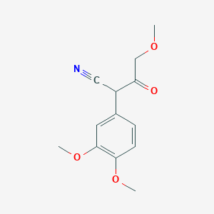 molecular formula C13H15NO4 B8669859 2-[3,4-Bis(methyloxy)phenyl]-4-(methyloxy)-3-oxobutanenitrile 