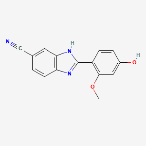 molecular formula C15H11N3O2 B8670107 2-(2-Methoxy-4-oxocyclohexa-2,5-dien-1-ylidene)-2,3-dihydro-1H-benzimidazole-5-carbonitrile CAS No. 89469-43-2