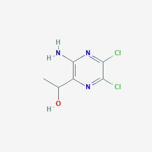 molecular formula C6H7Cl2N3O B8670111 2-Amino-5,6-dichloro-3-(1-hydroxyethyl)pyrazine 