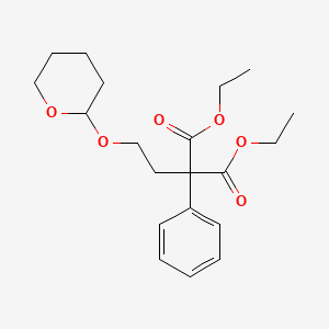 molecular formula C20H28O6 B8670119 2-Phenyl-2-[2-(tetrahydro-pyran-2-yloxy)-ethyl]-malonic acid diethyl ester 