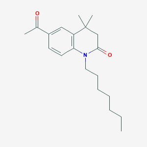 molecular formula C20H29NO2 B8670189 6-Acetyl-1-heptyl-4,4-dimethyl-3,4-dihydroquinolin-2(1H)-one CAS No. 651026-53-8