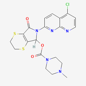 molecular formula C20H20ClN5O3S2 B8670205 6-(5-Chloro-1,8-naphthyridin-2-yl)-2,3,6,7-tetrahydro-7-oxo-5H-1,4-dithiino(2,3-c)pyrrol-5-yl 4-methylpiperazine-1-carboxylate CAS No. 53788-22-0