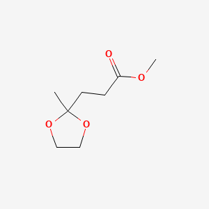 molecular formula C8H14O4 B8670419 1,3-Dioxolane-2-propanoic acid, 2-methyl-, methyl ester CAS No. 35351-33-8