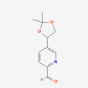 molecular formula C11H13NO3 B8670716 5-(2,2-Dimethyl-1,3-dioxolan-4-yl)pyridine-2-carbaldehyde 