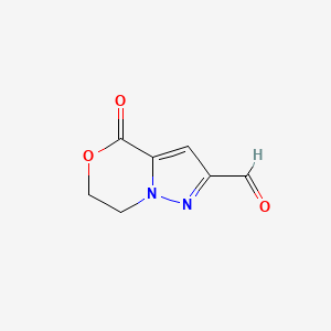 molecular formula C7H6N2O3 B8670786 4-oxo-6,7-dihydro-4H-pyrazolo[5,1-c][1,4]oxazine-2-carbaldehyde 
