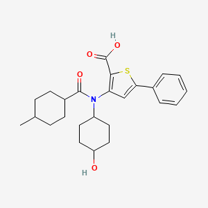 molecular formula C25H31NO4S B8670787 3-[(4-Hydroxy-cyclohexyl)-(4-methyl-cyclohexanecarbonyl)-amino]-5-phenyl-thiophene-2-carboxylic acid 