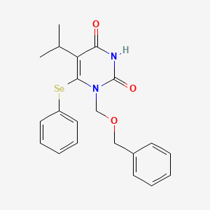 molecular formula C21H22N2O3Se B8671039 2,4(1H,3H)-Pyrimidinedione, 5-(1-methylethyl)-1-((phenylmethoxy)methyl)-6-(phenylseleno)- CAS No. 172256-10-9
