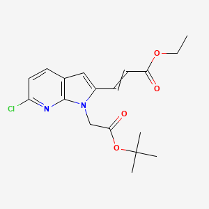 molecular formula C18H21ClN2O4 B8671044 1H-Pyrrolo[2,3-b]pyridine-1-acetic acid, 6-chloro-2-(3-ethoxy-3-oxo-1-propen-1-yl)-, 1,1-dimethylethyl ester 