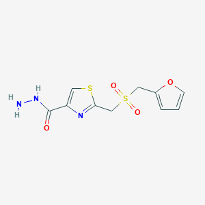 molecular formula C10H11N3O4S2 B8671057 2-{[(2-Furylmethyl)sulfonyl]methyl}-1,3-thiazole-4-carbohydrazide 