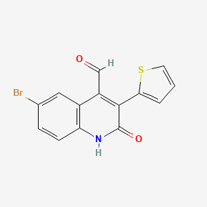 molecular formula C14H8BrNO2S B8671232 6-Bromo-2-oxo-3-(thiophen-2-yl)-1,2-dihydroquinoline-4-carbaldehyde 